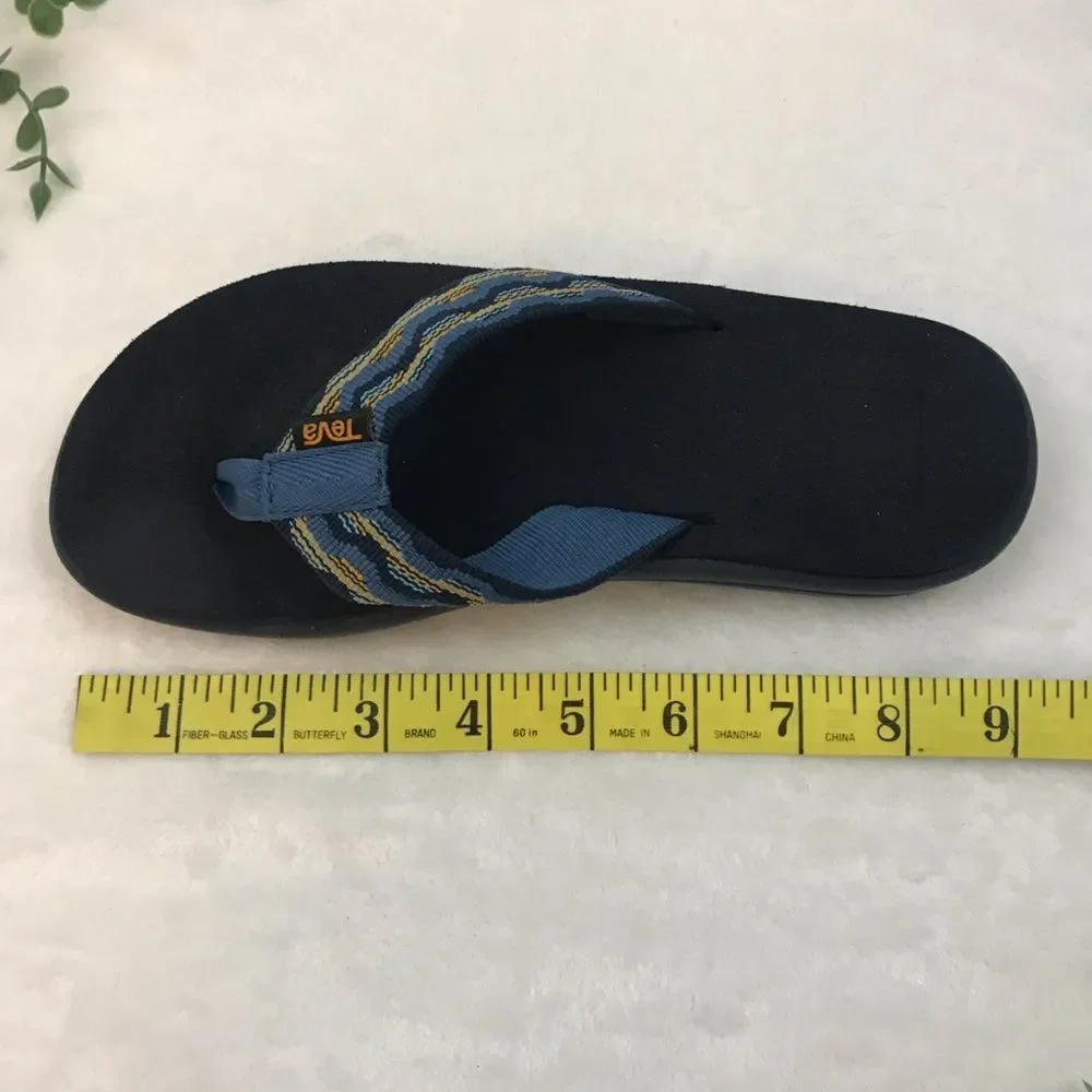 Teva Black Blue Kids Sz 4 Slipper Thongs Sandals Foam Comfy Slip On Flip Flop